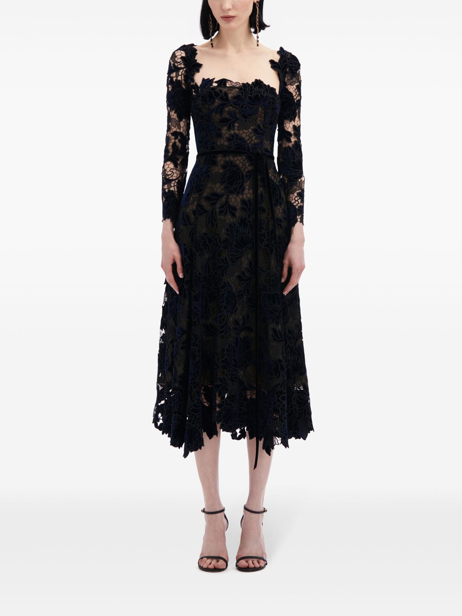 Oscar de la Renta Peony Velvet guipure dress