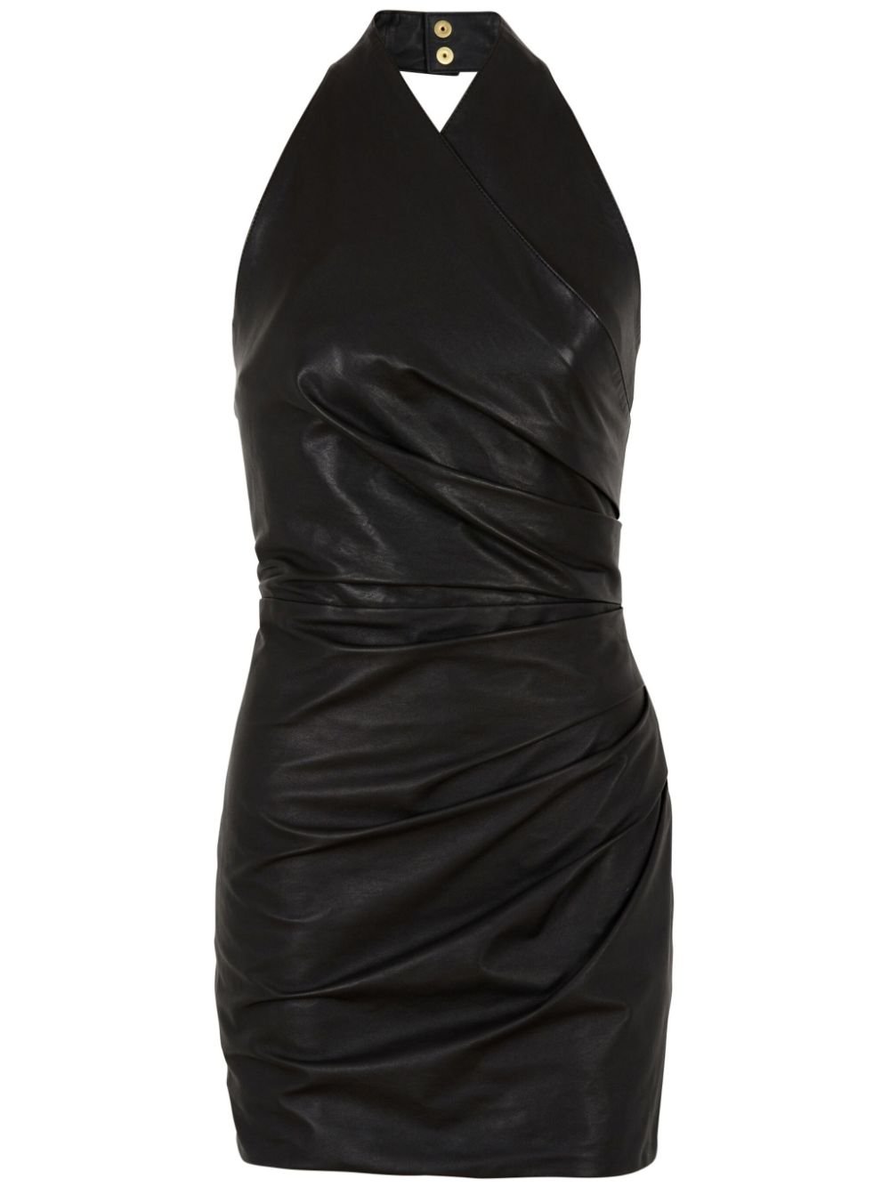 Balmain draped leather mini dress